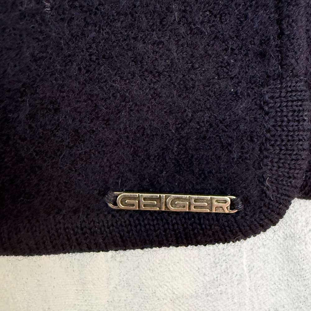 Geiger wool navy Women's Blazer/sweater with Braided Trim - Picture 6 of 7